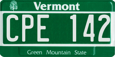 VT license plate CPE142