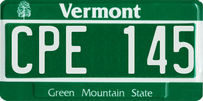 VT license plate CPE145