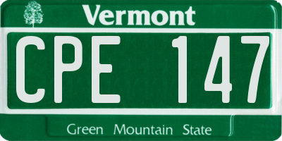 VT license plate CPE147