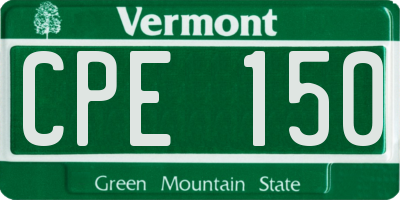VT license plate CPE150