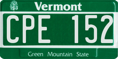 VT license plate CPE152