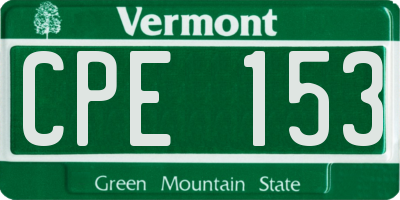 VT license plate CPE153