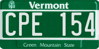 VT license plate CPE154