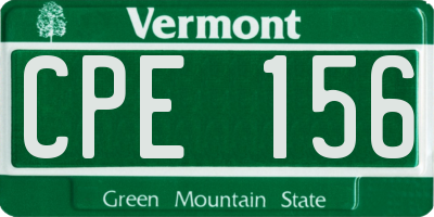 VT license plate CPE156