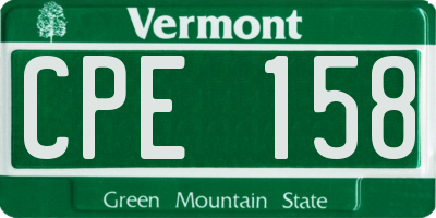 VT license plate CPE158