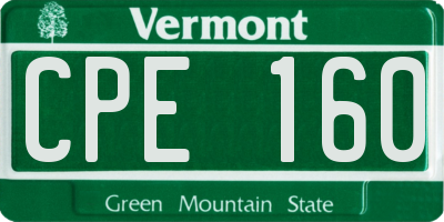 VT license plate CPE160