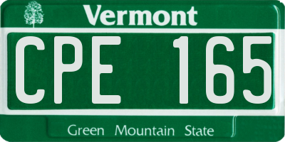 VT license plate CPE165
