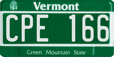 VT license plate CPE166