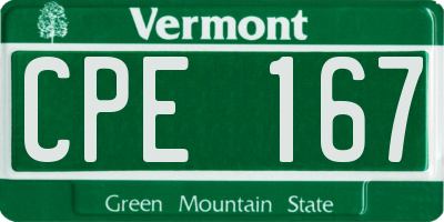 VT license plate CPE167