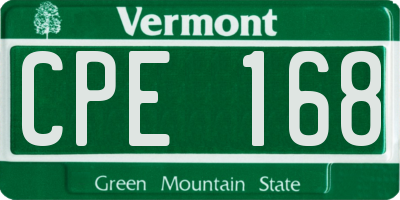 VT license plate CPE168