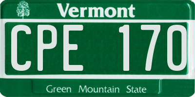 VT license plate CPE170