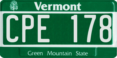 VT license plate CPE178