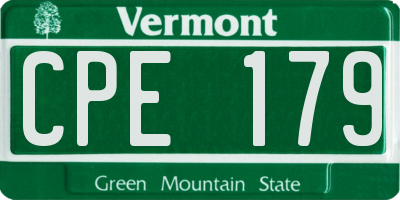 VT license plate CPE179