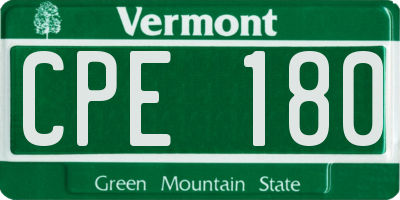 VT license plate CPE180