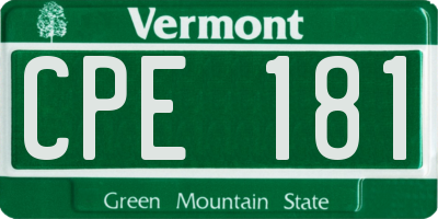 VT license plate CPE181