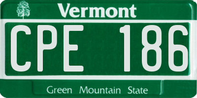 VT license plate CPE186