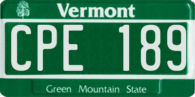 VT license plate CPE189