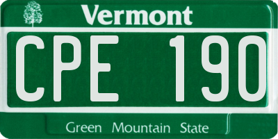 VT license plate CPE190