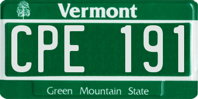 VT license plate CPE191