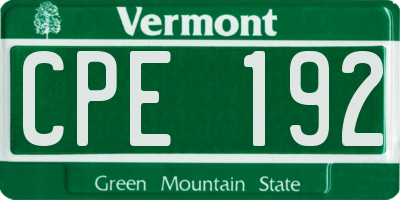 VT license plate CPE192