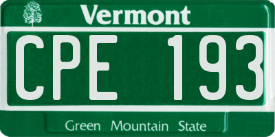 VT license plate CPE193