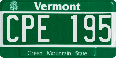VT license plate CPE195