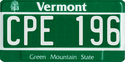 VT license plate CPE196