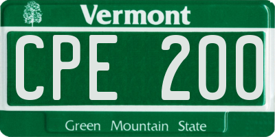 VT license plate CPE200