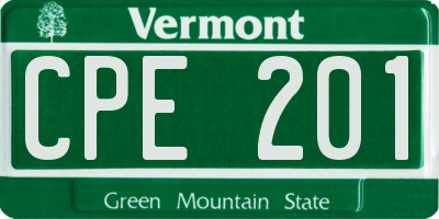 VT license plate CPE201