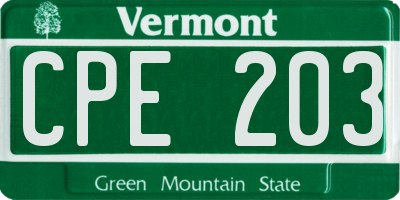 VT license plate CPE203