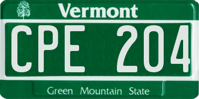 VT license plate CPE204