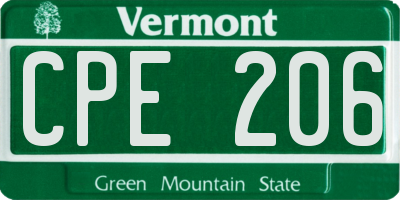 VT license plate CPE206