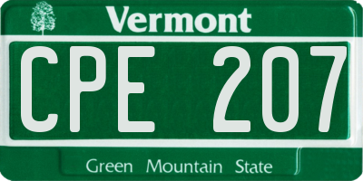 VT license plate CPE207