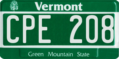 VT license plate CPE208