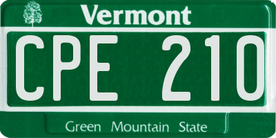 VT license plate CPE210