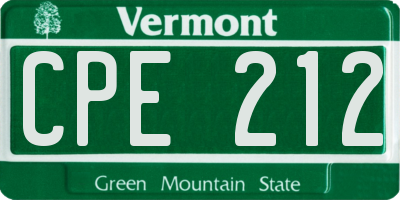 VT license plate CPE212