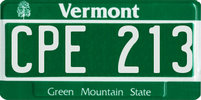 VT license plate CPE213