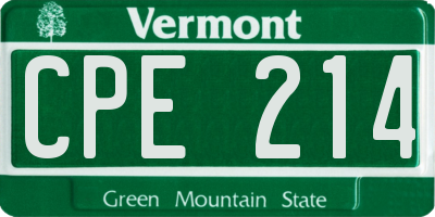 VT license plate CPE214