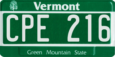 VT license plate CPE216