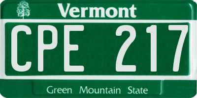 VT license plate CPE217
