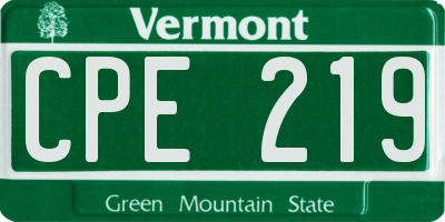 VT license plate CPE219