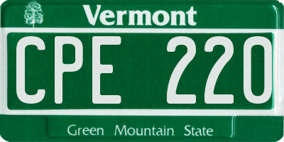 VT license plate CPE220