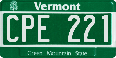 VT license plate CPE221