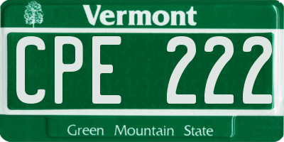 VT license plate CPE222