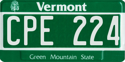 VT license plate CPE224