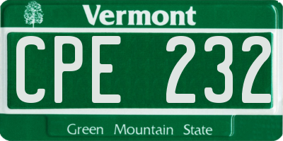 VT license plate CPE232