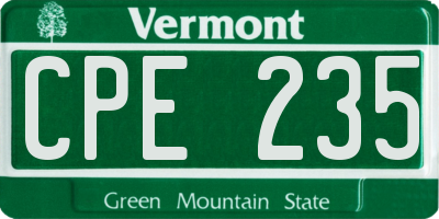 VT license plate CPE235