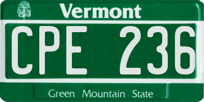 VT license plate CPE236