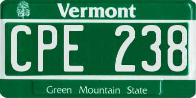 VT license plate CPE238