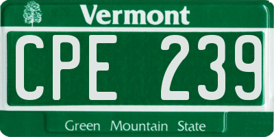 VT license plate CPE239